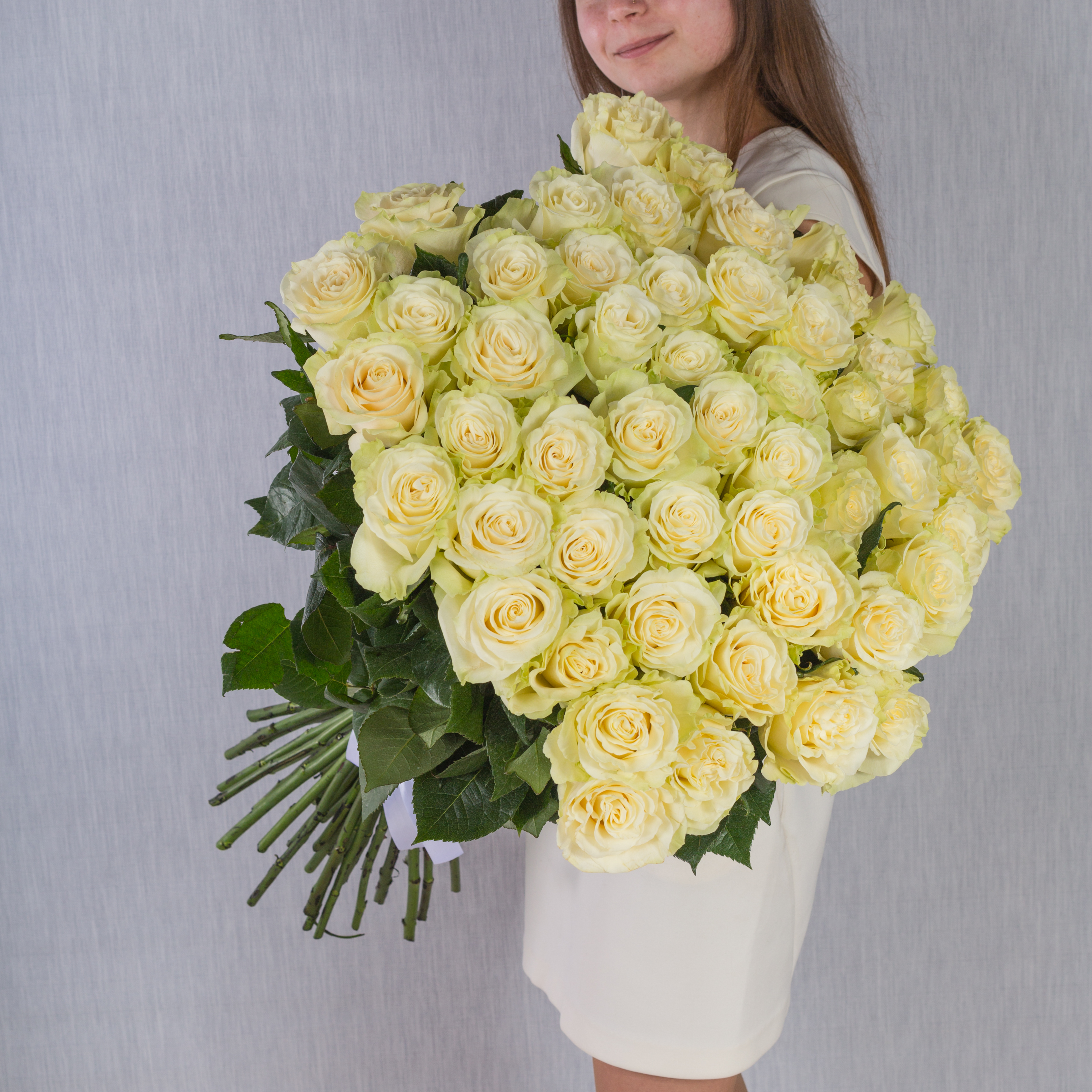 Букет из 51 Белой розы Эквадор 60 см №7297