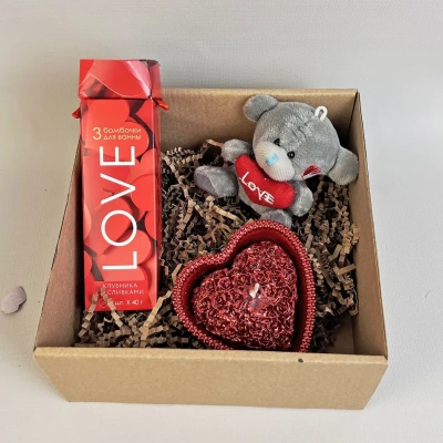 Подарочный набор "Горячее сердце" бомбочки для ванны, свеча, игрушка 59818
