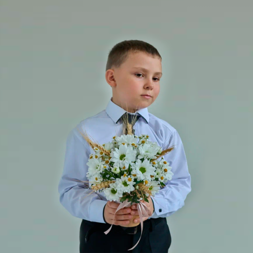 Стаканчик с хризантемой и танацетумом арт. 84321