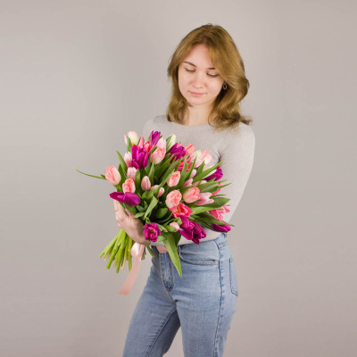 Букет из 51 Тюльпана (розовый МИКС) 7336 Букет из 51 Тюльпана (розовый МИКС) 7336