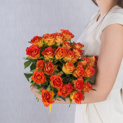 Букет из 25 Роз Кения Оранжевый микс 7313-Ор